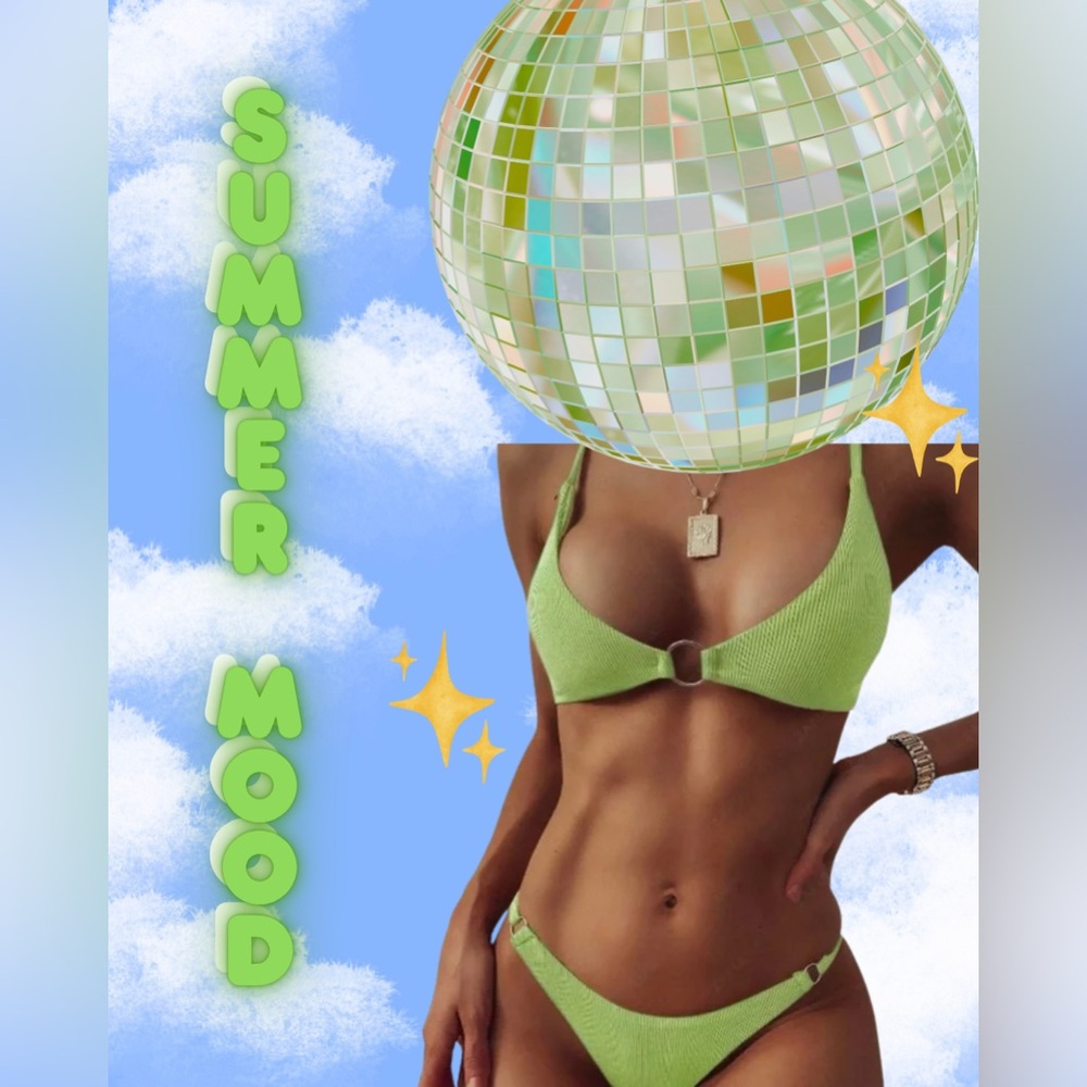 Lime green dream zaful bikini + silver hardware